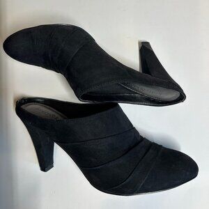 Kelly and Kate Sueded Black fabric slip on  mule size 7  3.5" heel 6524938